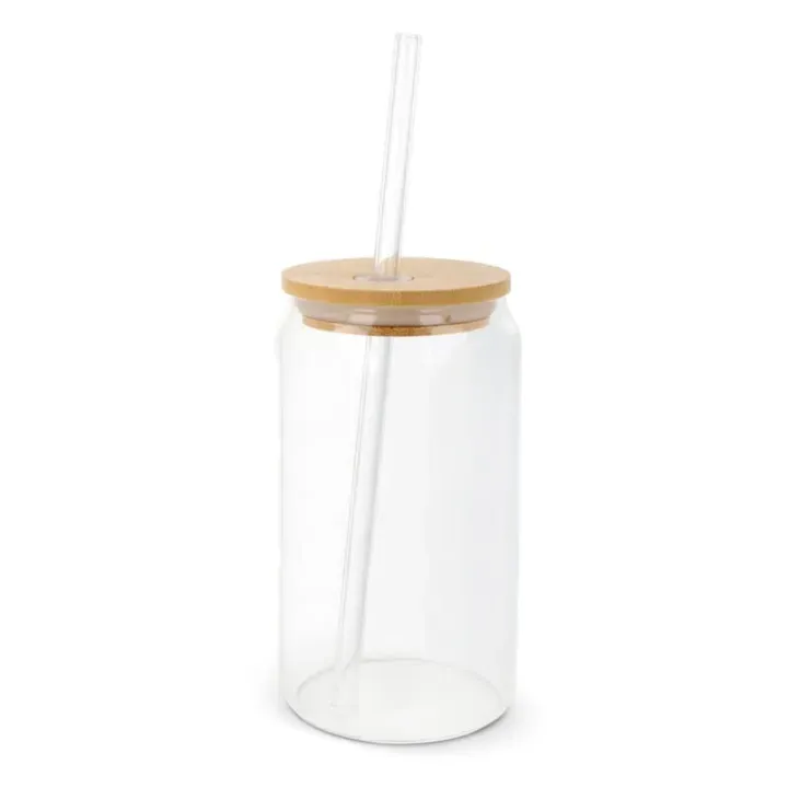 Glass with bamboo lid & straw 450 ml - LT98320 (N0004)
